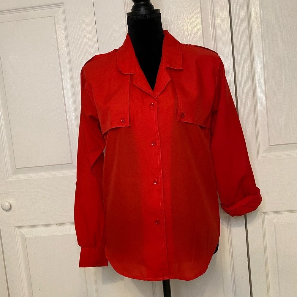 -Diane Von Furstenberg Red military style blouse size 6
